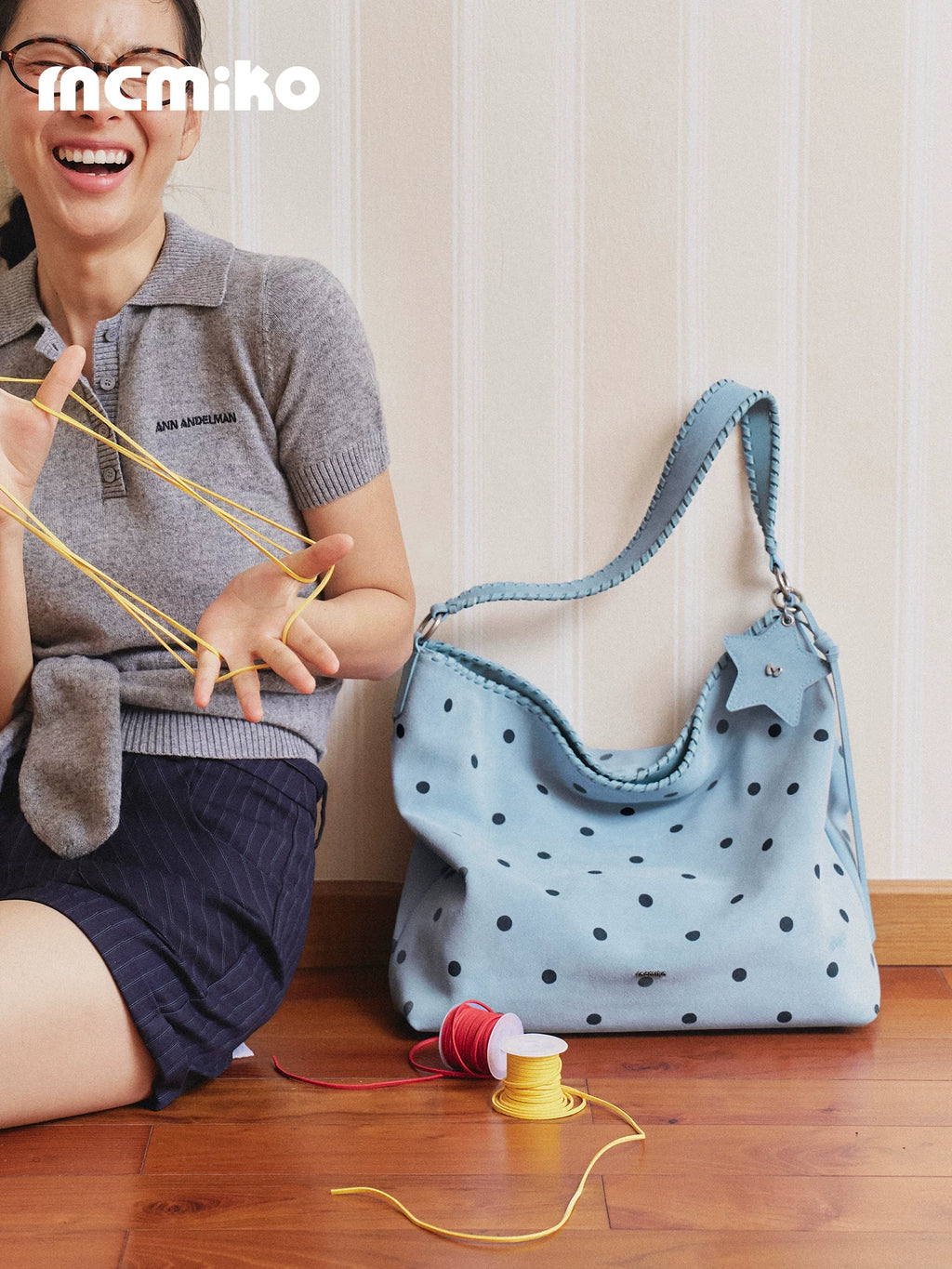 Mcmiko Suede Polka Dot Large Capacity Shoulder Bag