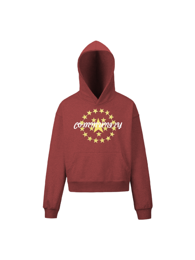 KONOOT Pentagram Print Short and Wide Cut Hooded Sweater