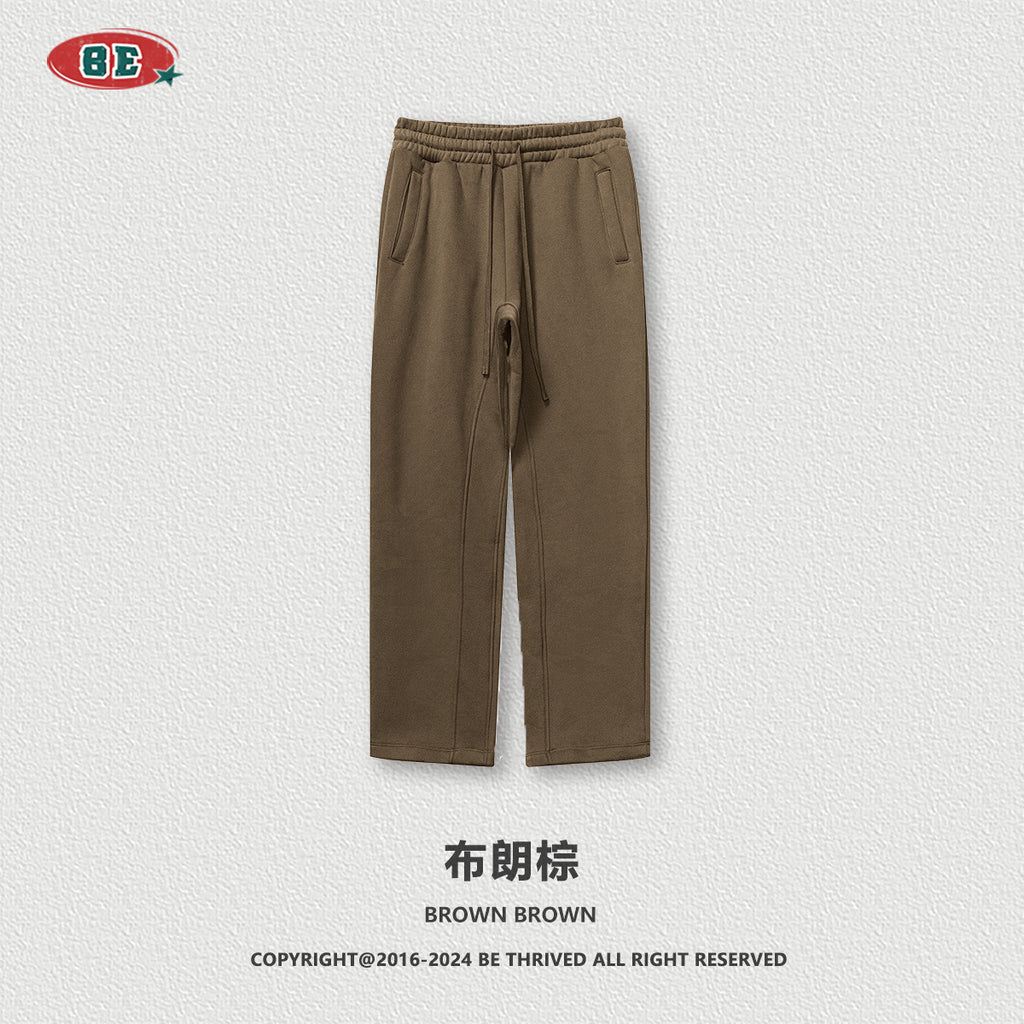 BE Thrived Clothing Loose Fleece Solid Color Zipper Hooded Sweater Casual Pants Set