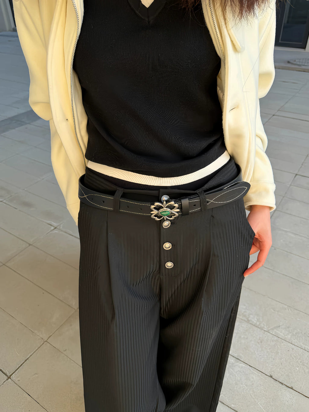 TZ killer Genuine Leather Belt with Visible Stitching