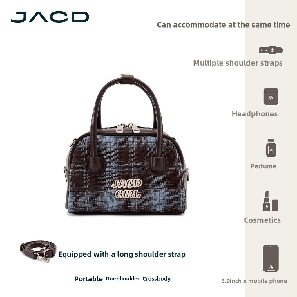JACD College Plaid Boston Crossbody Bag Pillow Bag