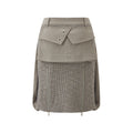 JIKOO Patchwork Textured Knit Pocket Skirt