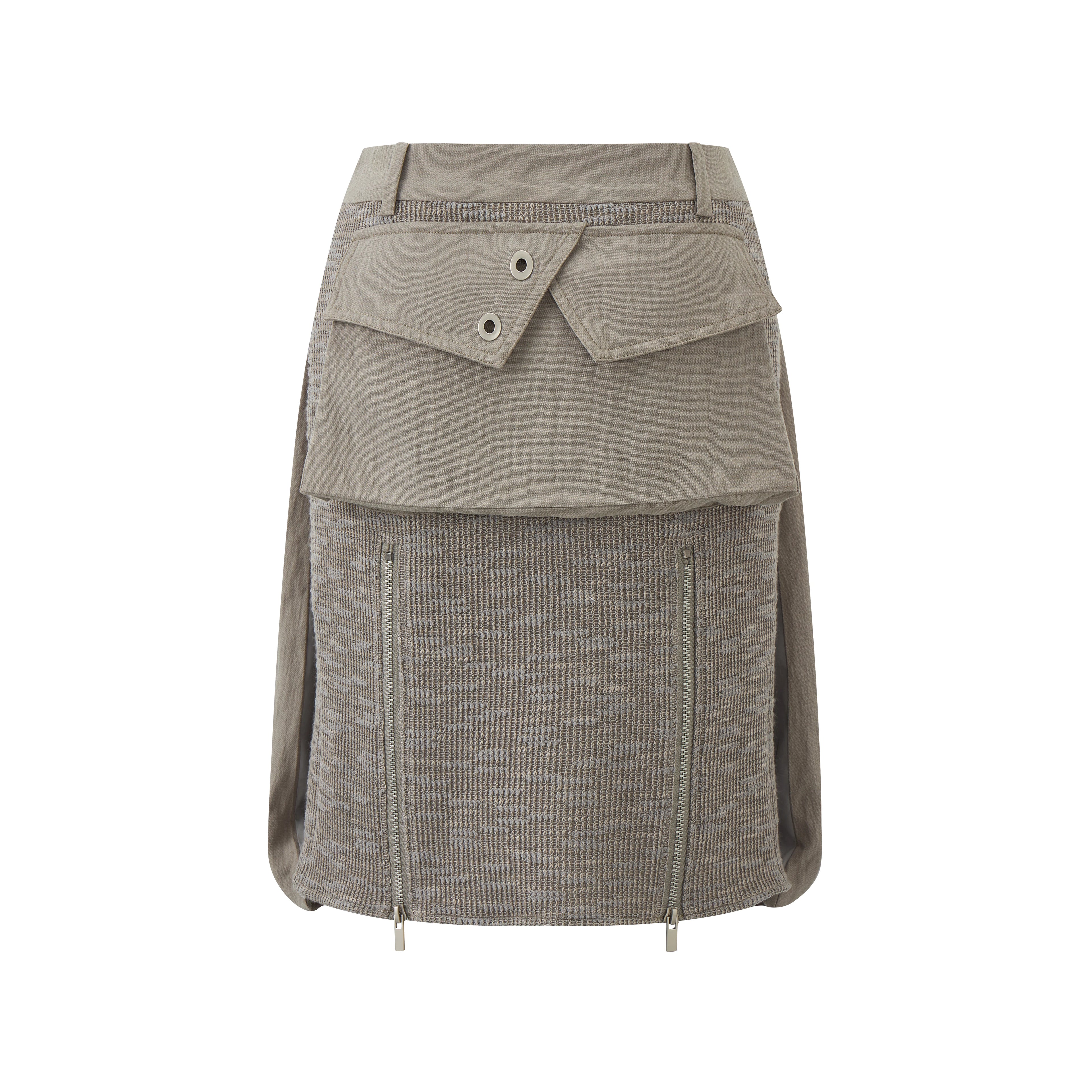 JIKOO Patchwork Textured Knit Pocket Skirt