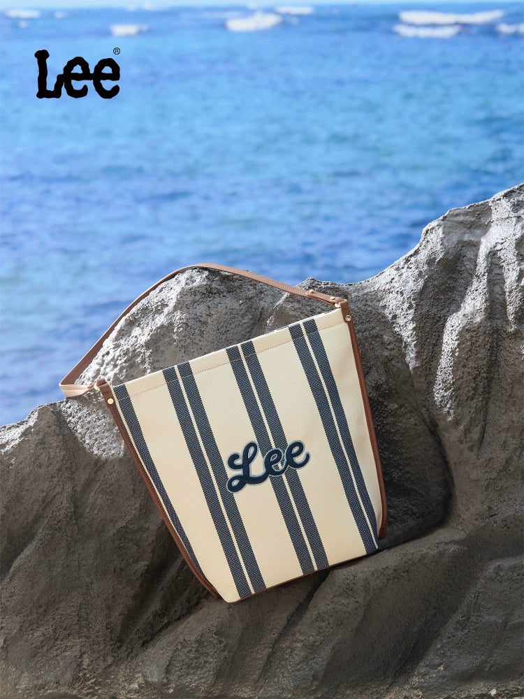 Lee Stripe Large Capacity Embroidered Shoulder Bag