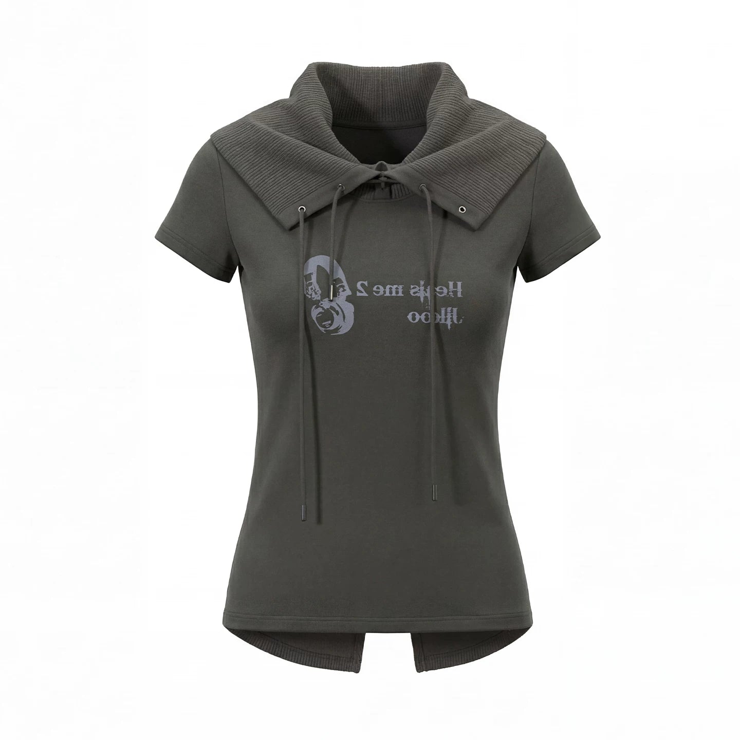 JIKOO Asymmetric Lapel Printed Tee
