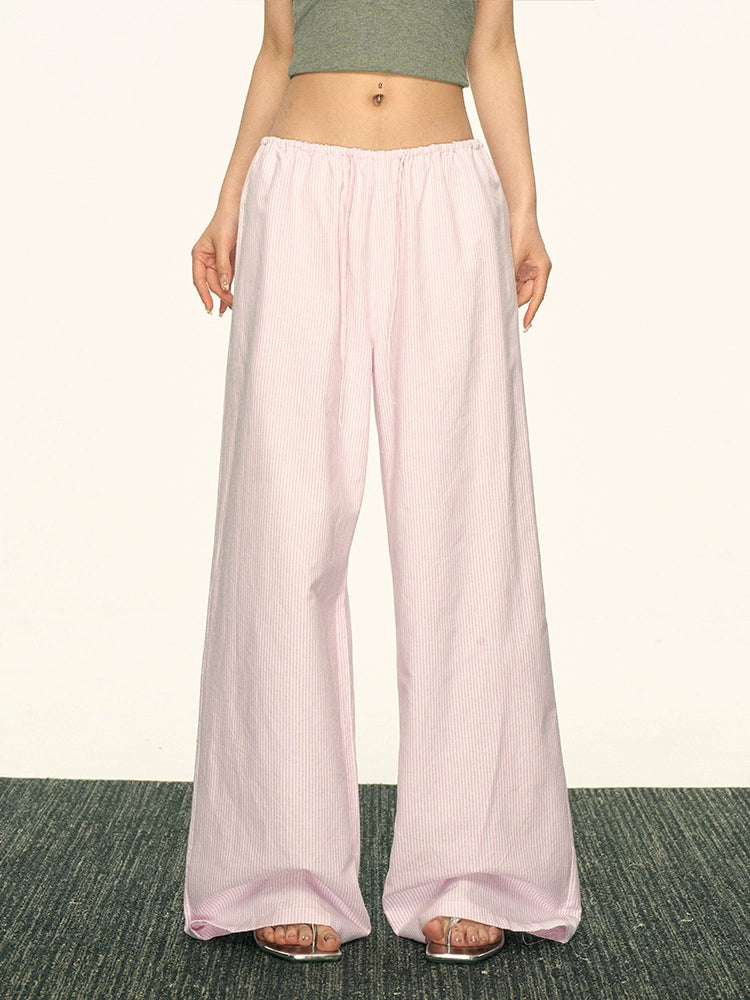 Aaisup Striped Versatile Drawstring Casual Pants