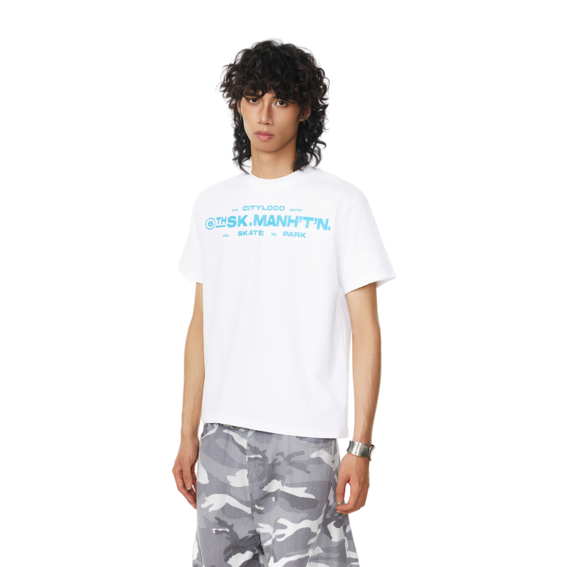 BTSG Slack Shoulder Vintage Slogan Print Tee