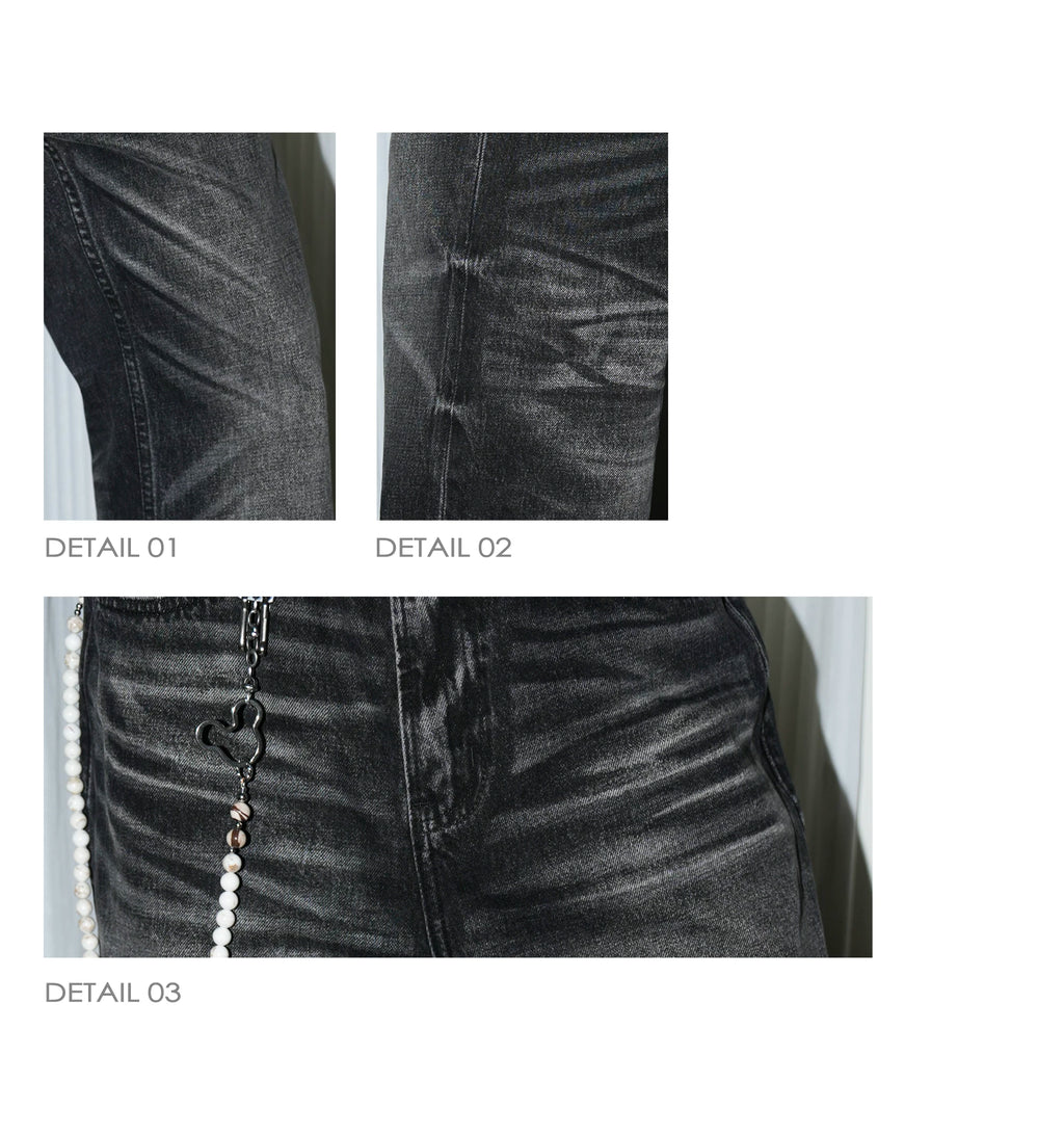 Seesfuture Water Loose Straight White Burr Jeans