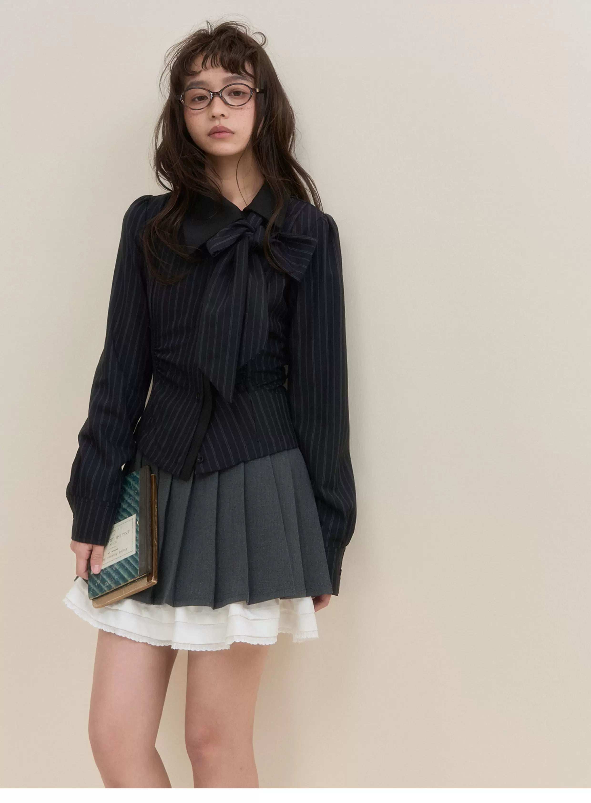 SunsetPark Romantic Irregular Detachable Bow Blouse