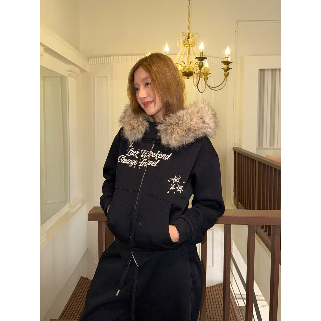 CCYE Removable Fleece Collar Short Jacket