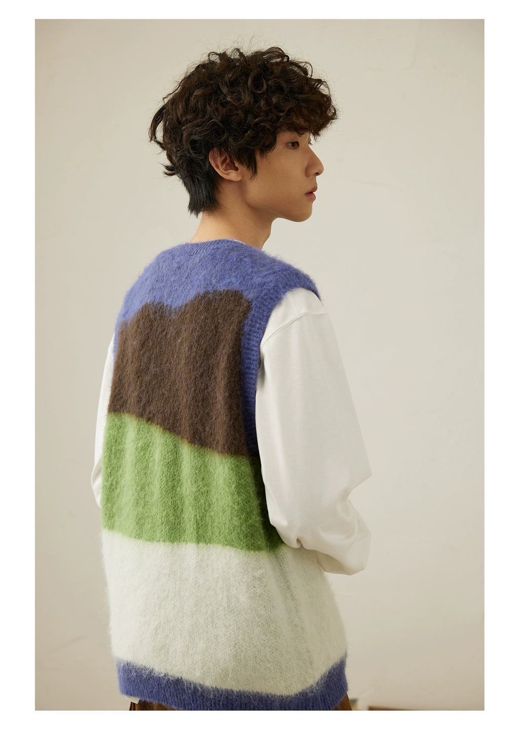 LR MADE Retro Contrasting Color Splicing Short Vest