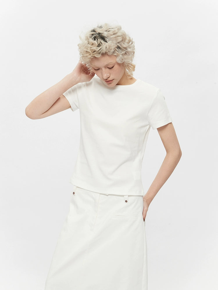 AIRHOOD Front Shoulder Crew Neck Slim and Thin Tee