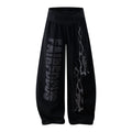 NOMANIAI  Totem Print Y2k Strap Scimitar Slacks