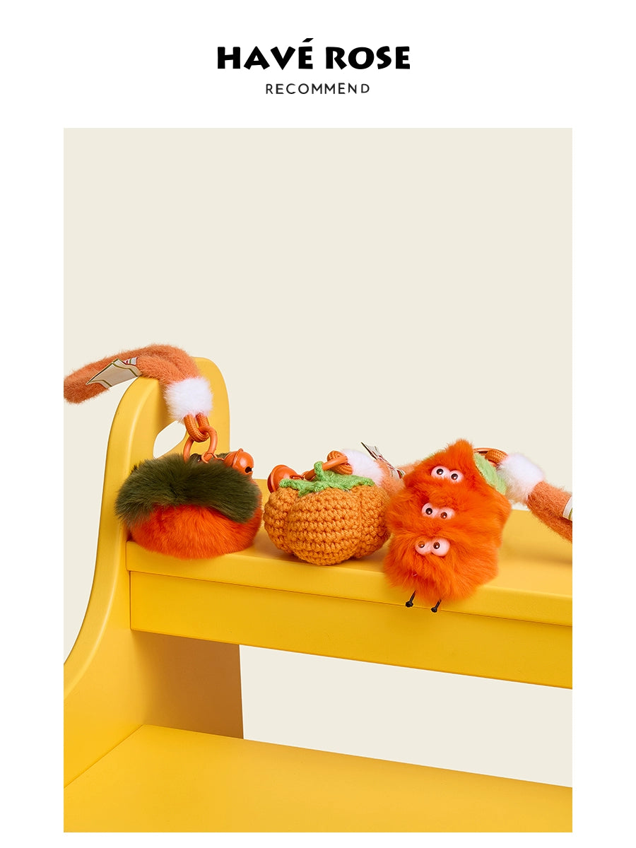 HAVEROSE Rex Rabbit Hair Persimmon Pendant