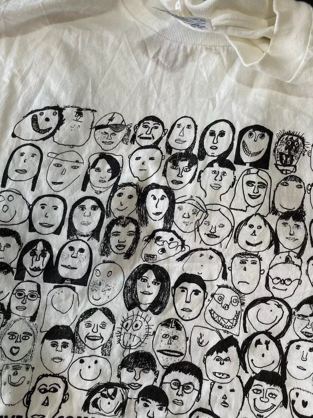 Wang Youbing Retro Hand-painted Fun Face Group Portrait Tee