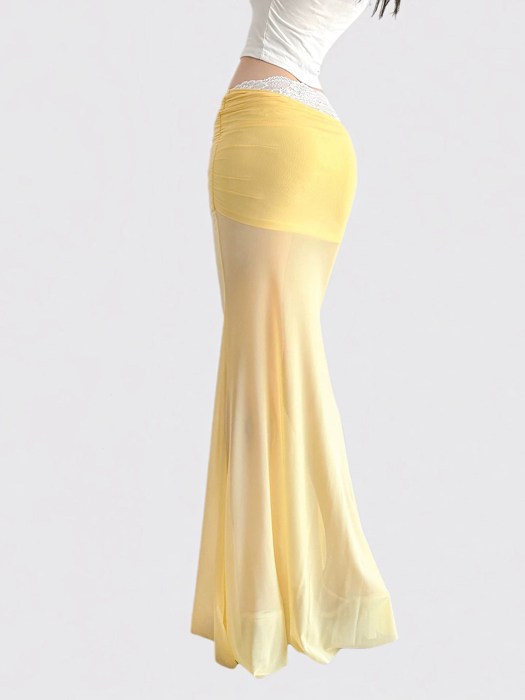 FUNOFF Mesh Fishtail Lace Floral Dress