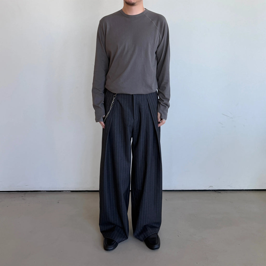 Anniehall Pinstripe Pleated Wide-leg Trousers