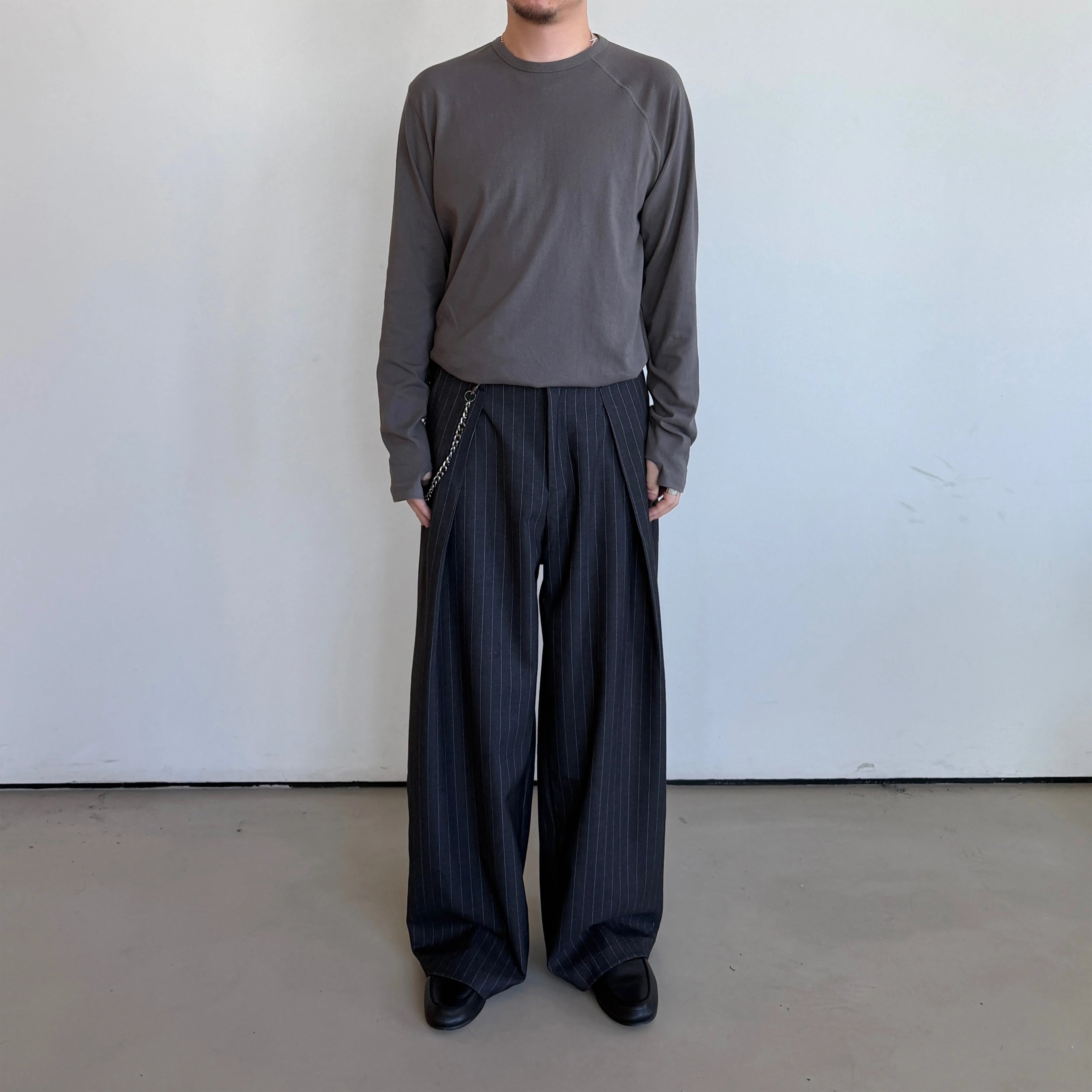 Anniehall Pinstripe Pleated Wide-leg Trousers