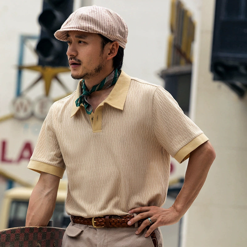 SOARIN British Retro Rhombus Polo Shirt