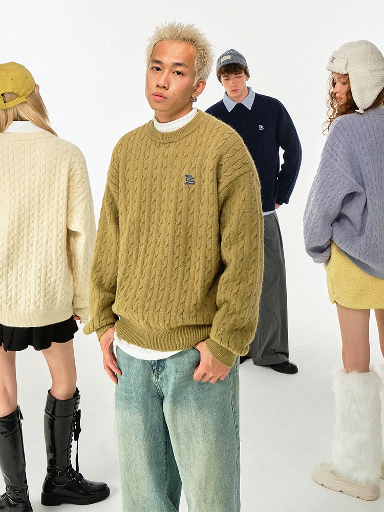MATCHA STORY Vintage Twist Loose Knitted Sweater