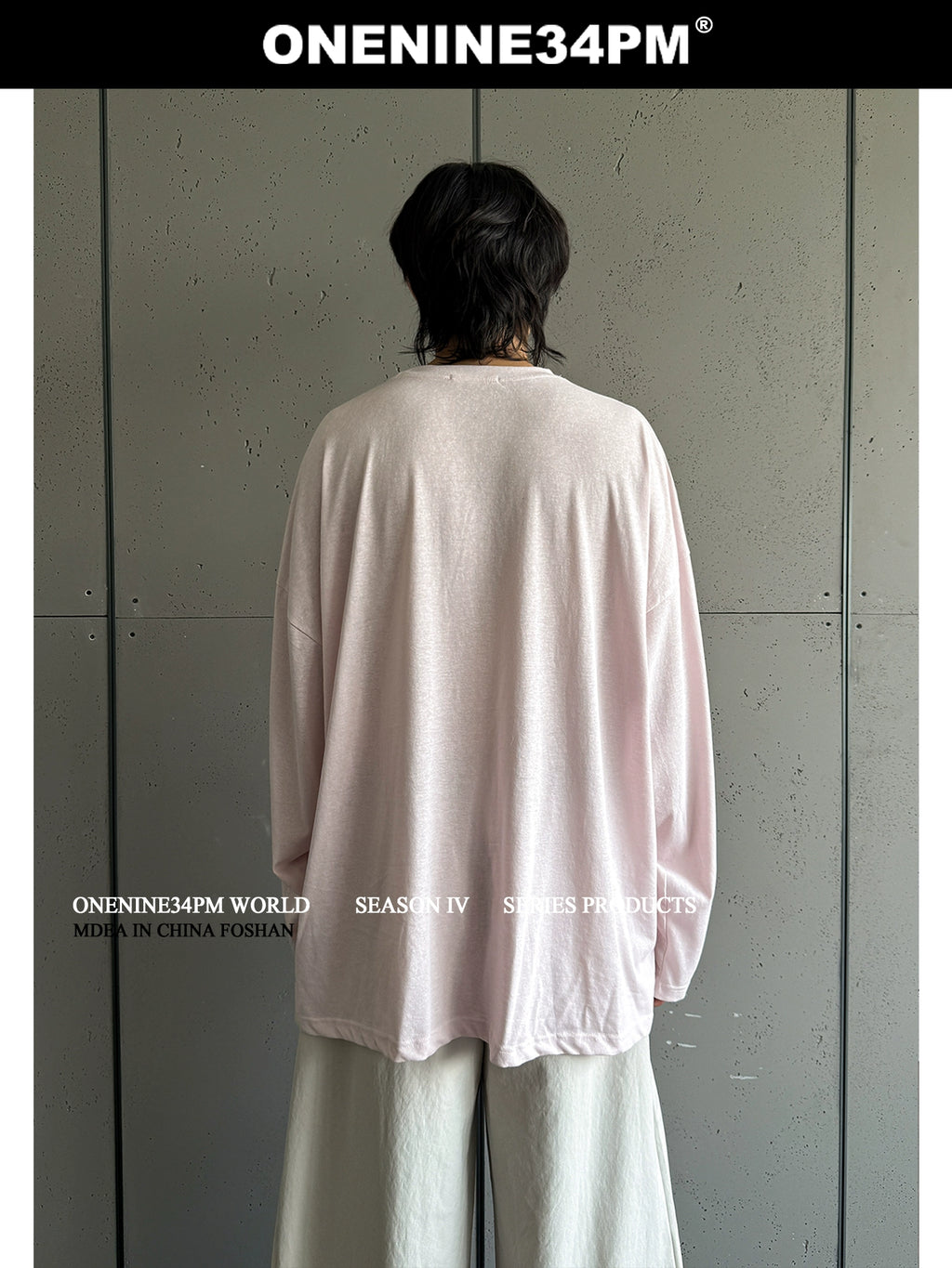 ONENINE34PM Slack Small LOGO Super Loose Long Sleeve