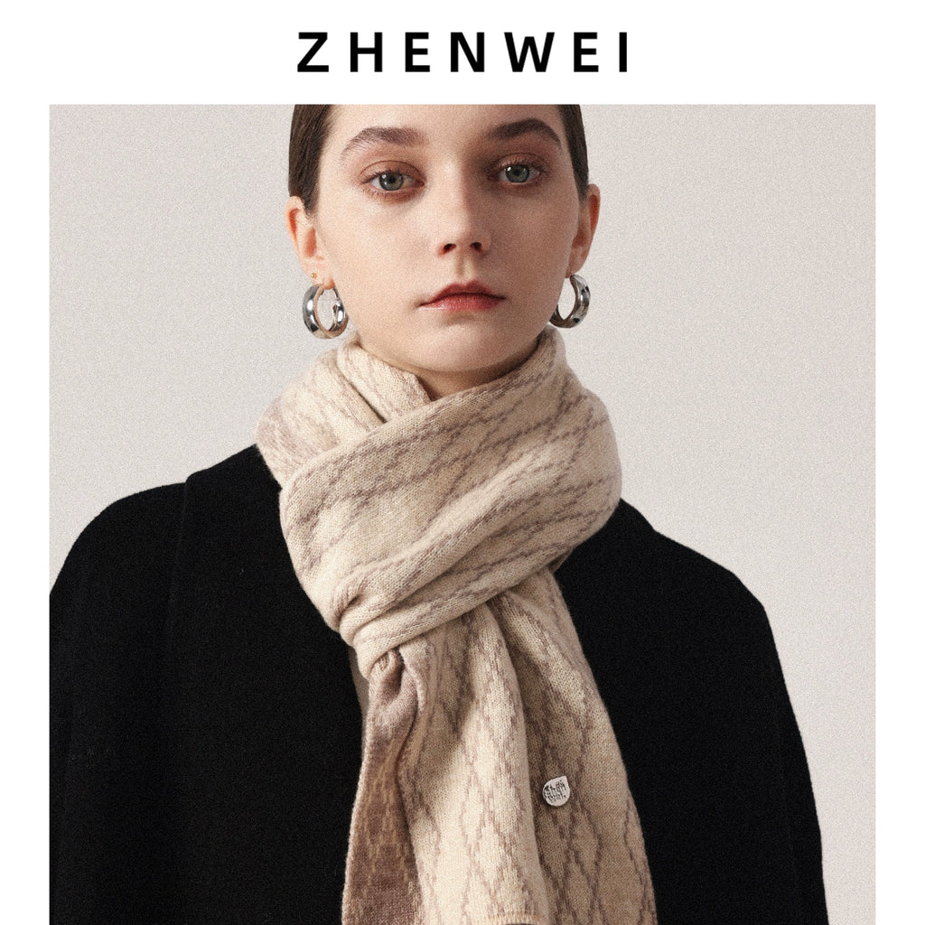 ZHENWEI Rhombus Plaid Short Knitted Scarf