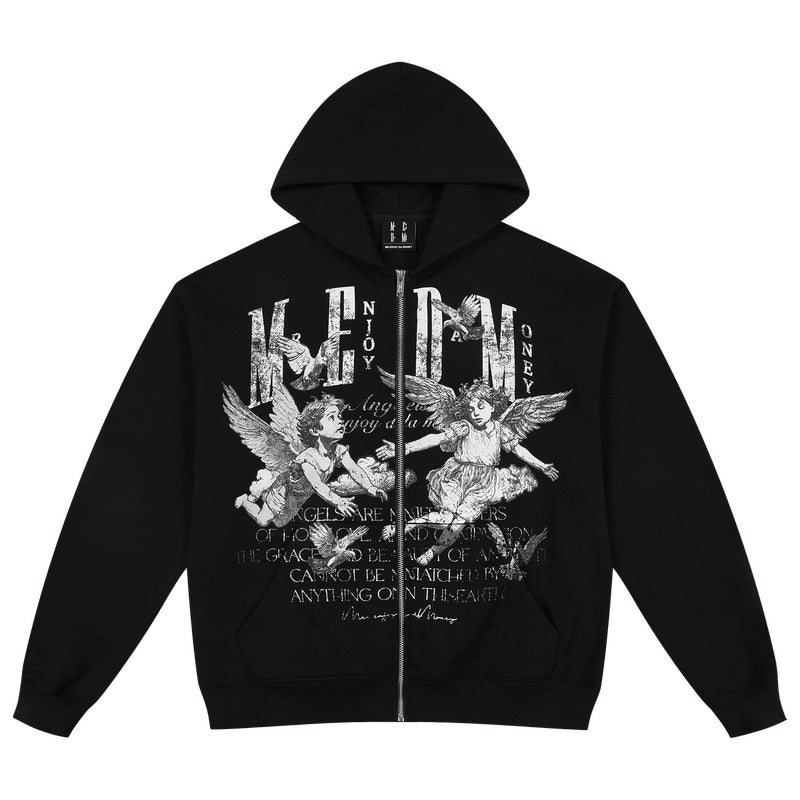 MEDM Angel Patch Casual Hooded Cardigan Sweater