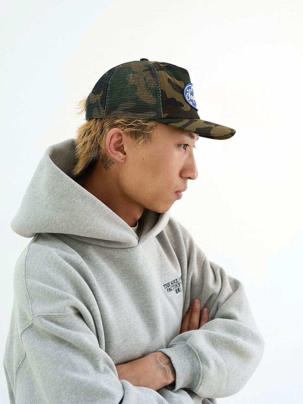 SWFI Embroidered Seam Label Camouflage Mesh Flat Edge Baseball Cap