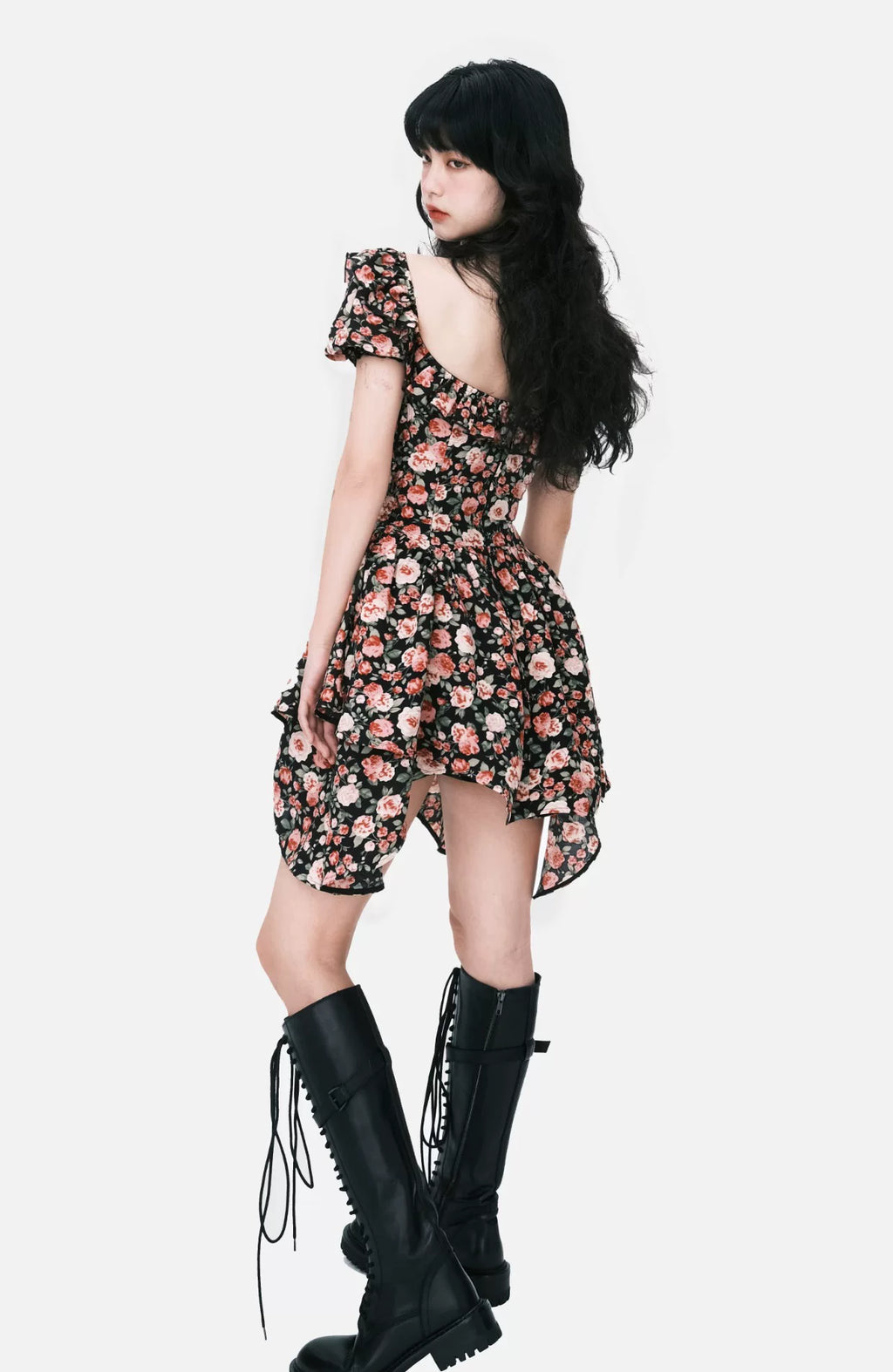LULUSWINGS Lace-up Waist Irregular Dress