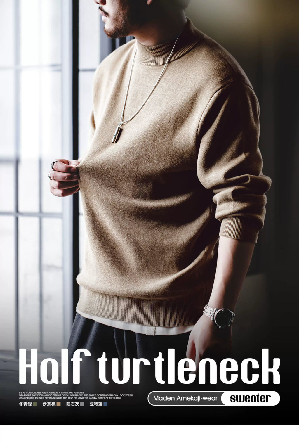 Madden Casual Half-turtleneck Knitted Sweater