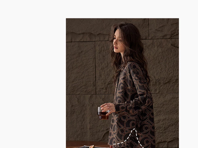 YUENEI Cotton Long-sleeved Fashion Casual Pajamas