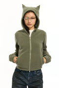 Two Little Guys Thermal Fleece Peach Heart Zipper Jacket