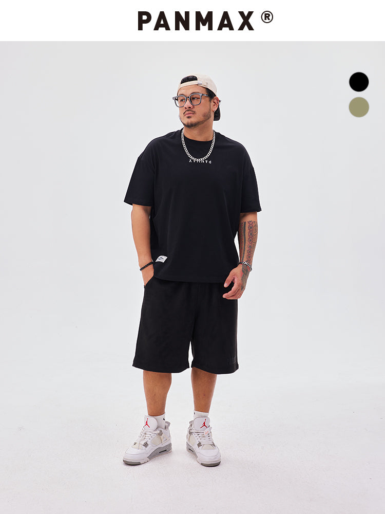 PANMAX Washed Old Retro Wind Drawstring Elastic Waist Shorts