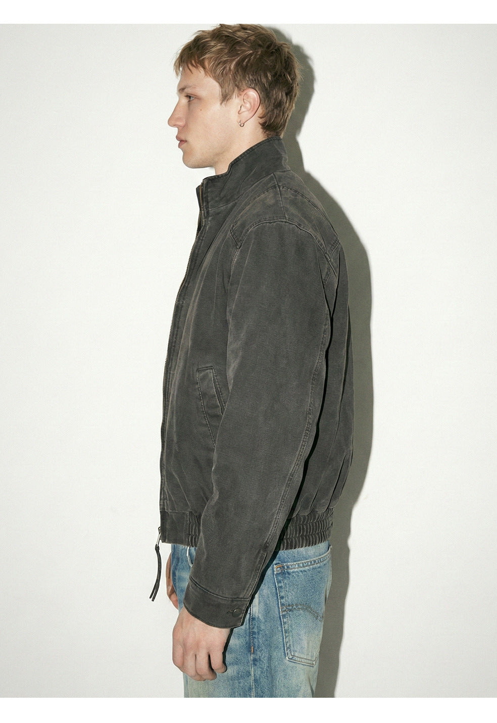 MADEEXTREME Retro Gradient Plaid Stand Collar Thickened Jacket