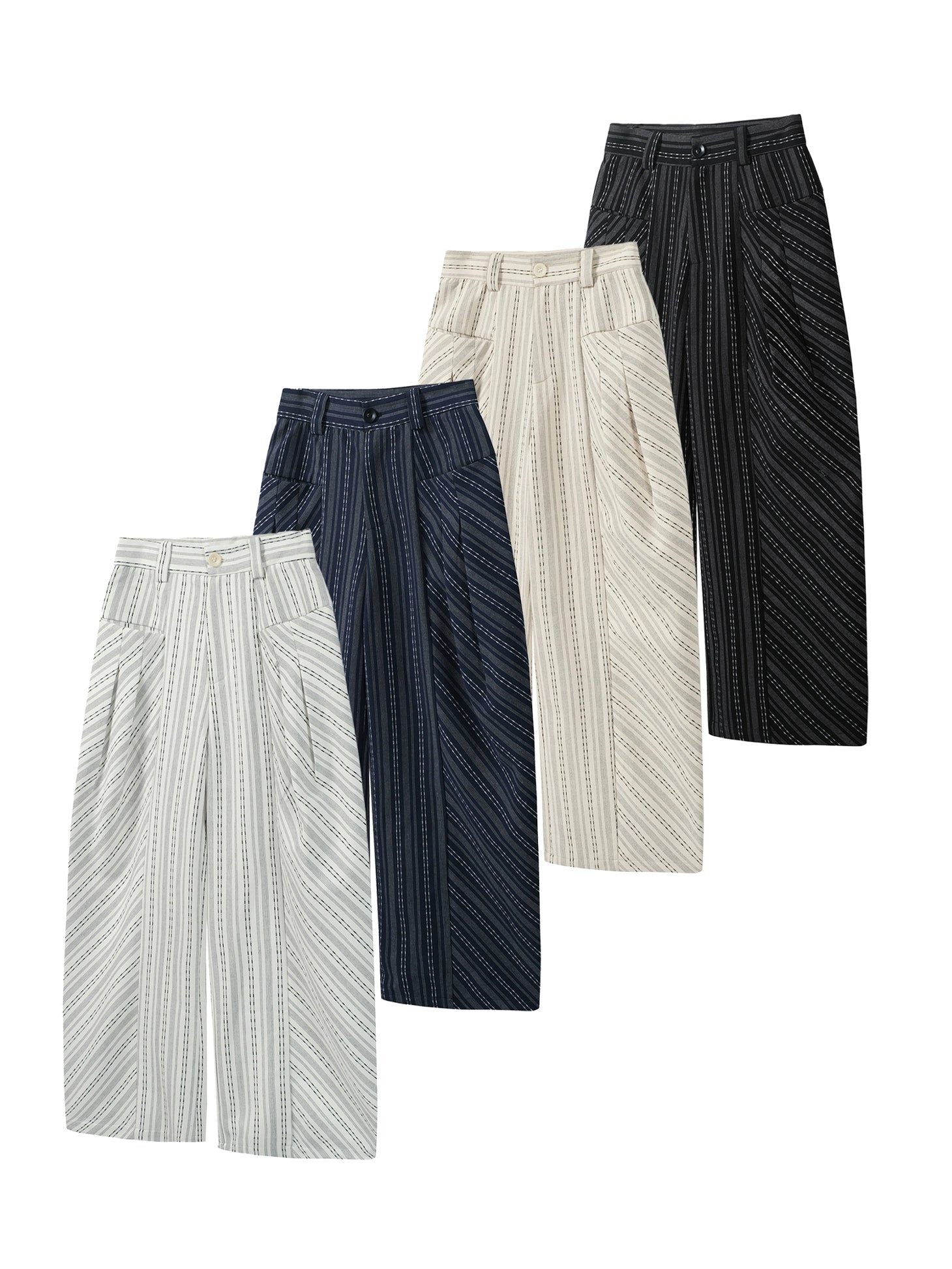 TZ Killer Versatile Loose Striped Pleated Trousers