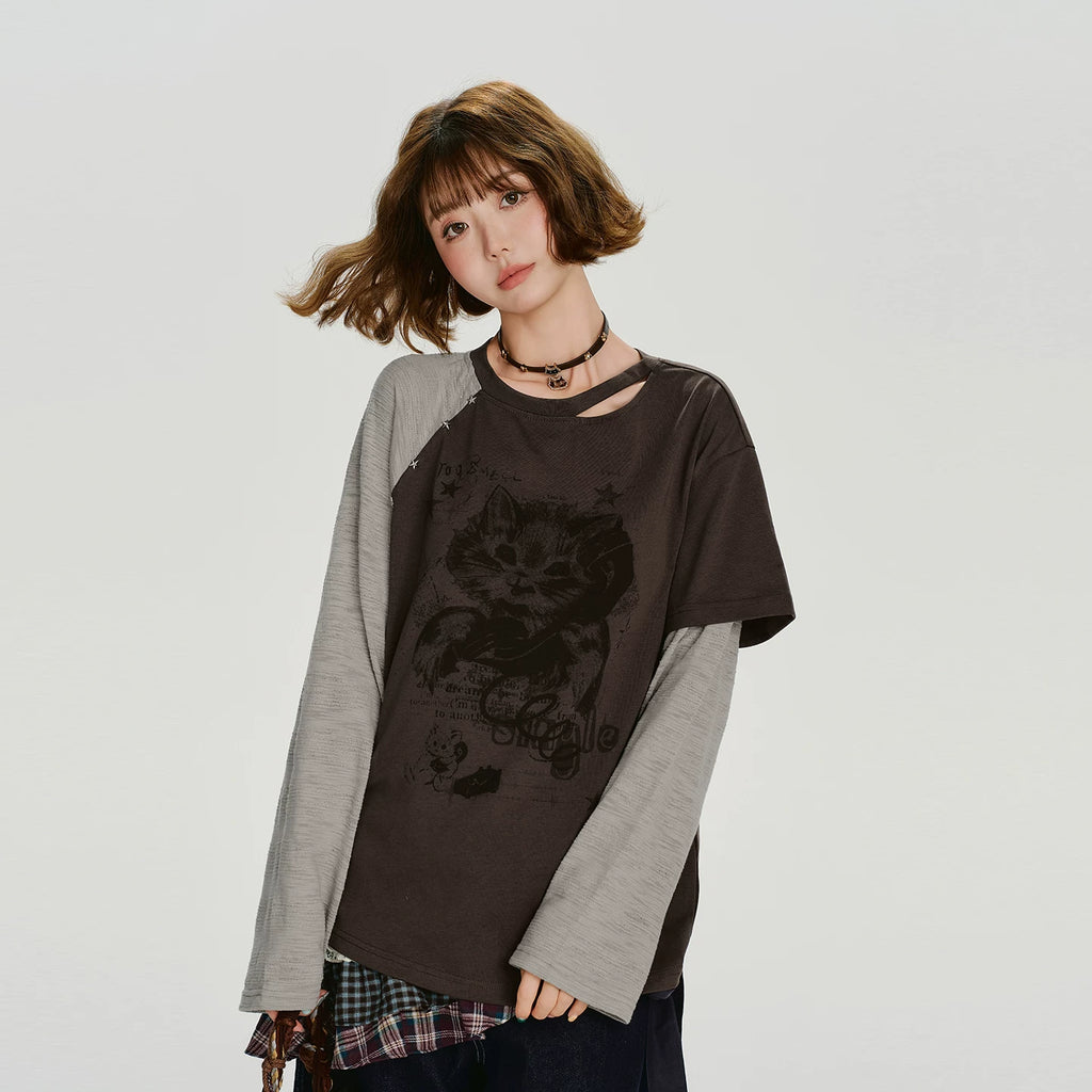 Girlyhalo Retrofake Two-pieceprintinglong Sleeves