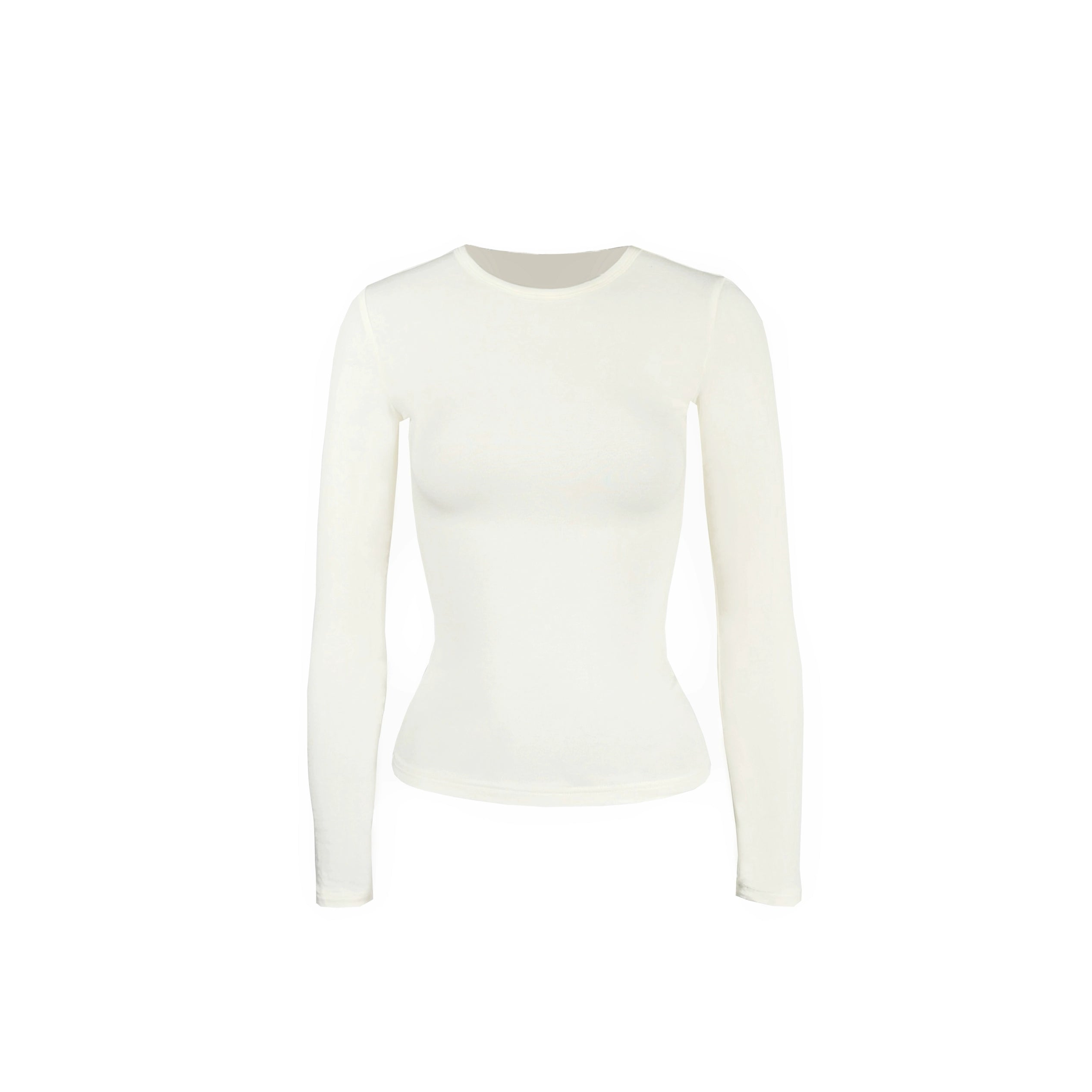 Jim Kennet Crew Neck Micro Transparent Shoulder Long Sleeve Bottom Shirt