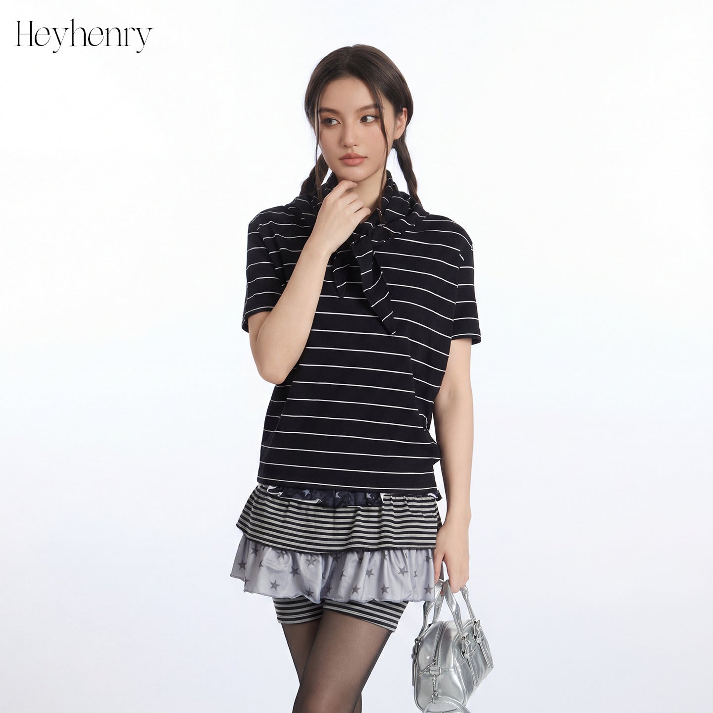 HeyHenry Striped Removable Shawl Casual Tee