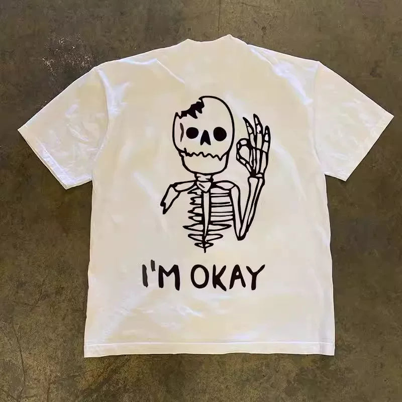 UPUPXIA Funny Print Loose Tee