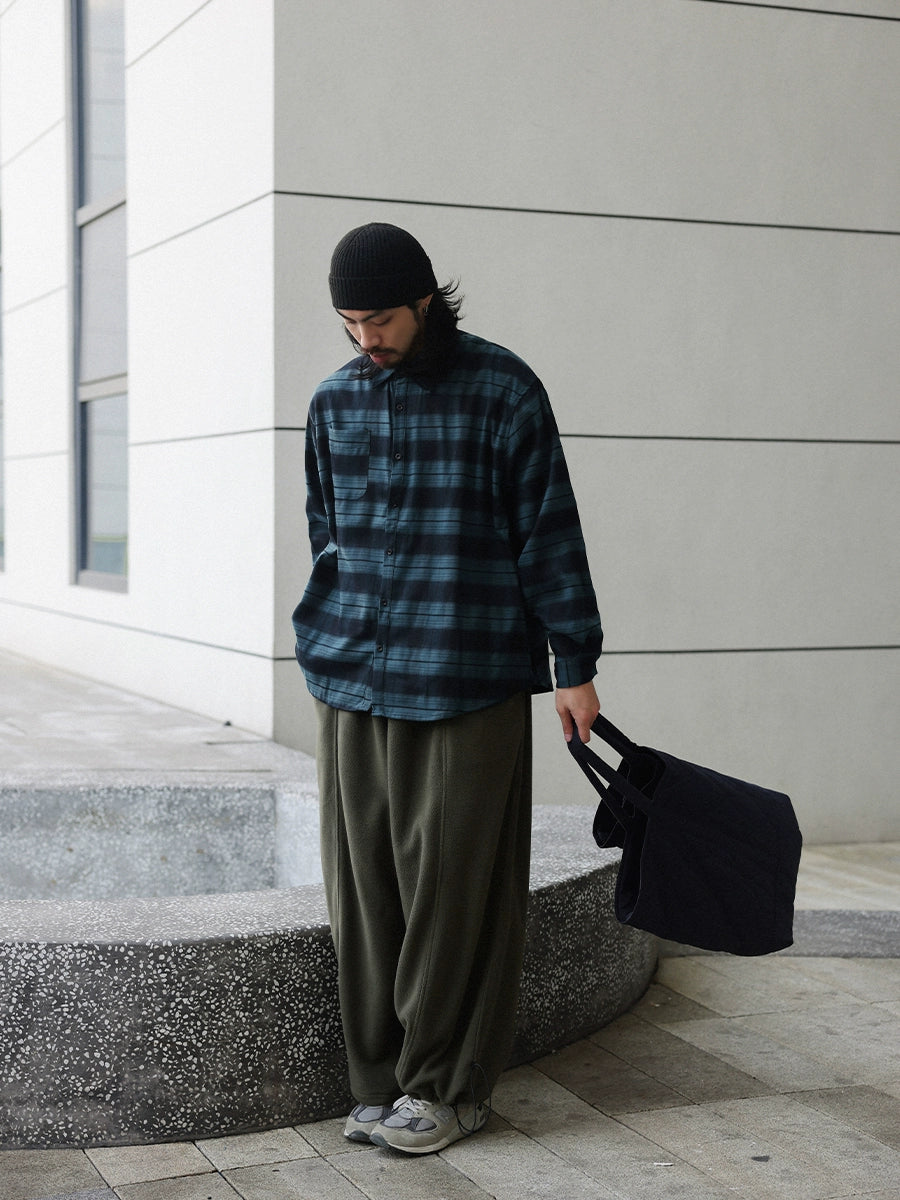 NOEARS Vintage Loose Plaid Long Sleeve Shirt