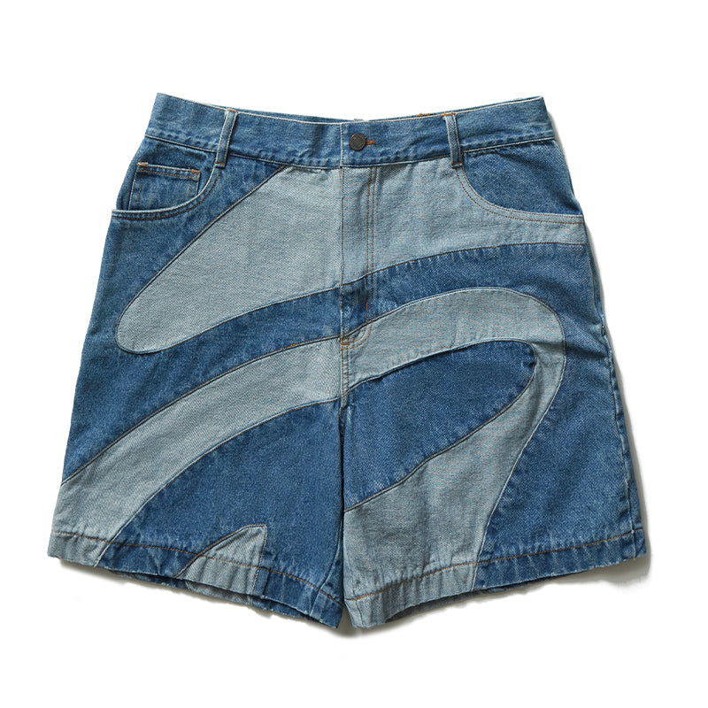 Remedy tide brand wave ripple splicing five-point Shorts