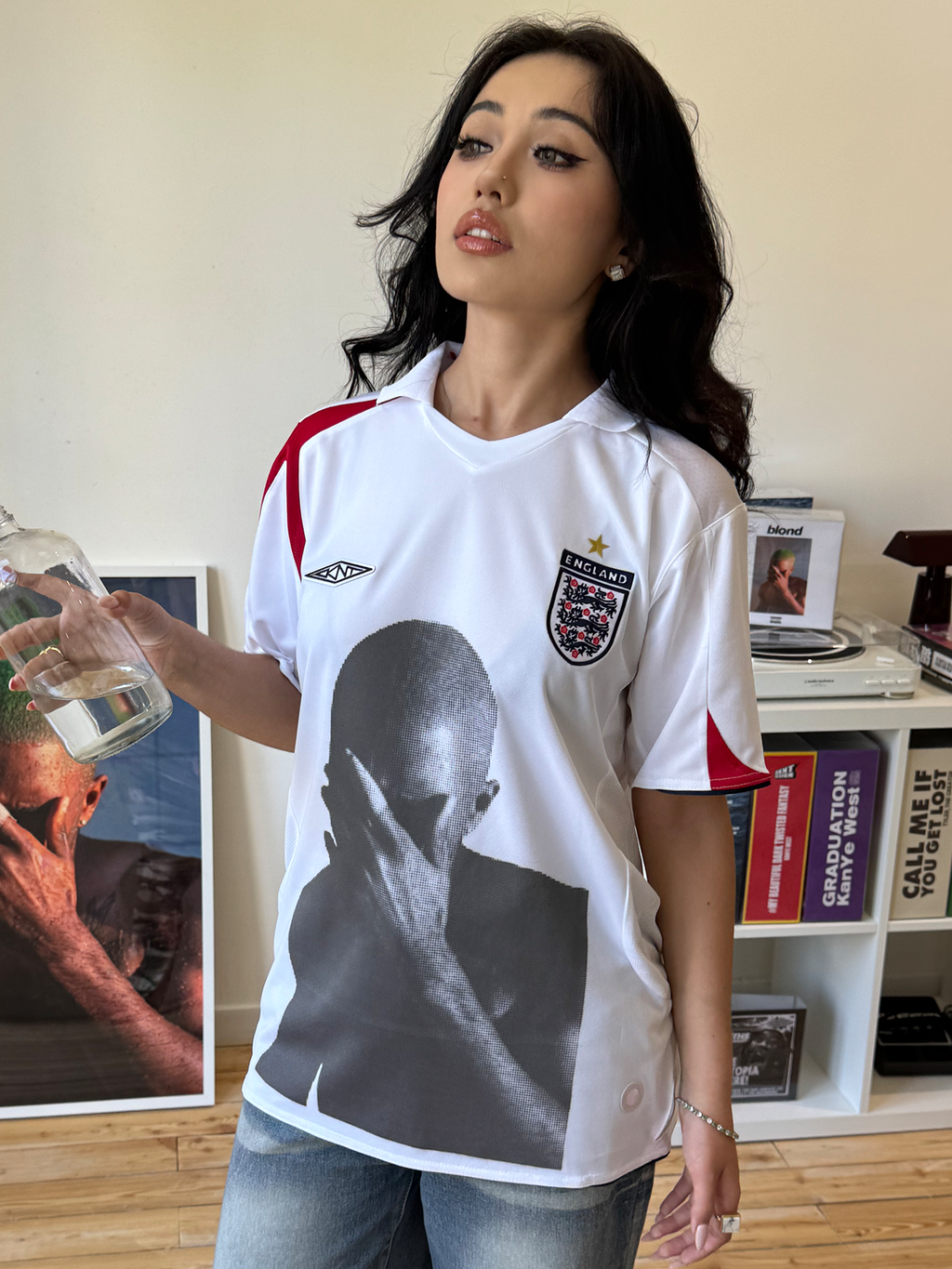 KANYE  REMAKE Portrait Print Casual Tee