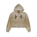 WANNA LAB Cloth-embroidered Zip-up Hooded Sweater
