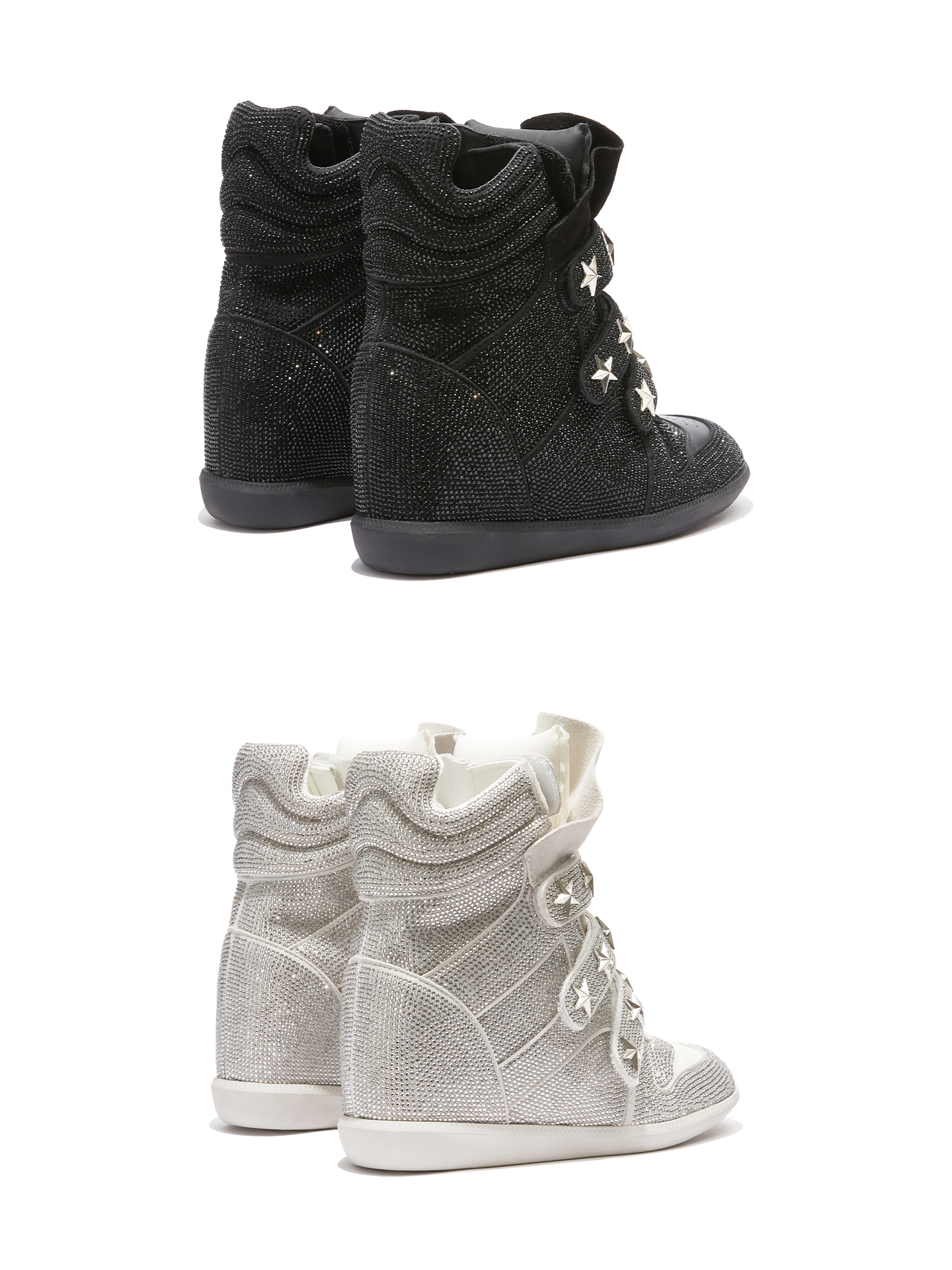 DETW Flash Diamond High-top Thick-soled Heightening Sports and Leisure Shoes