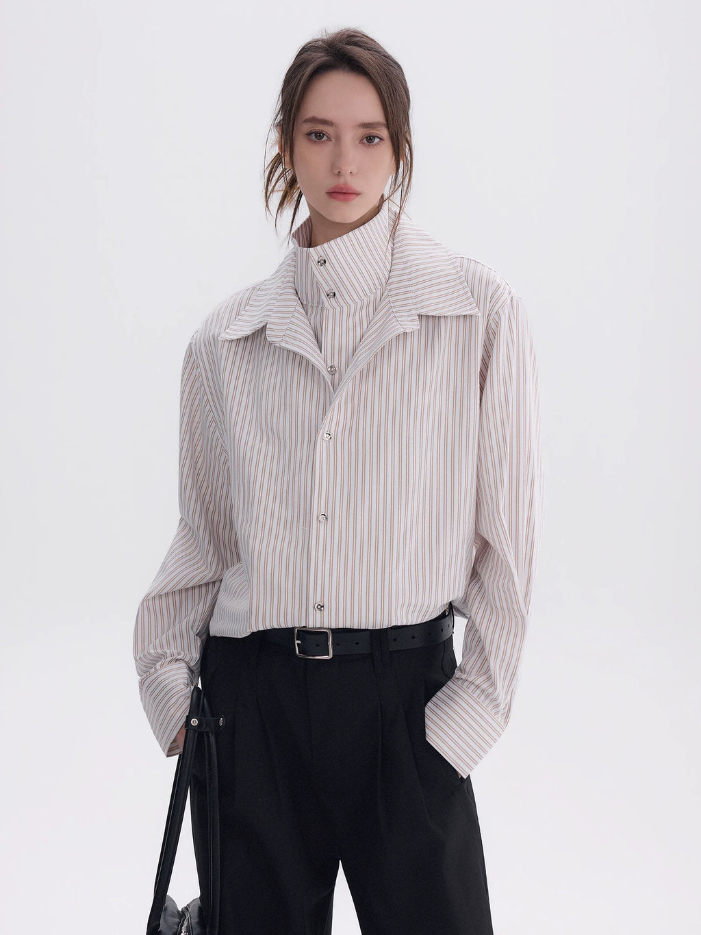 CHOR Fake Two-piece Striped Long-sleeved Shirt