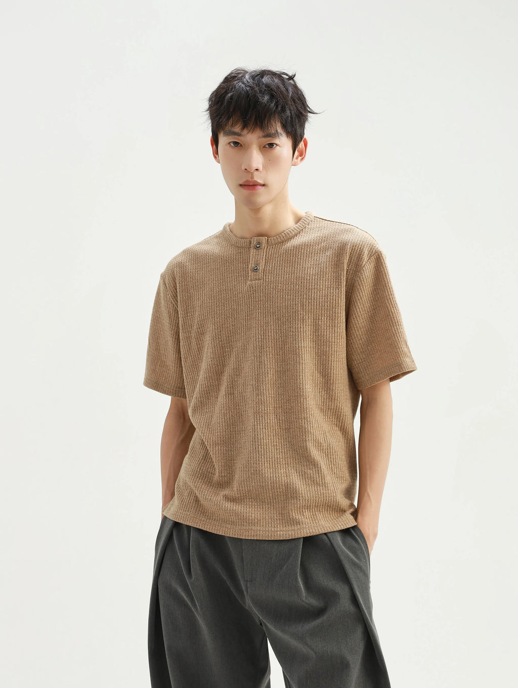 Stay the Night Romagna Henry Neck Loose Casual Simple T-Shirt