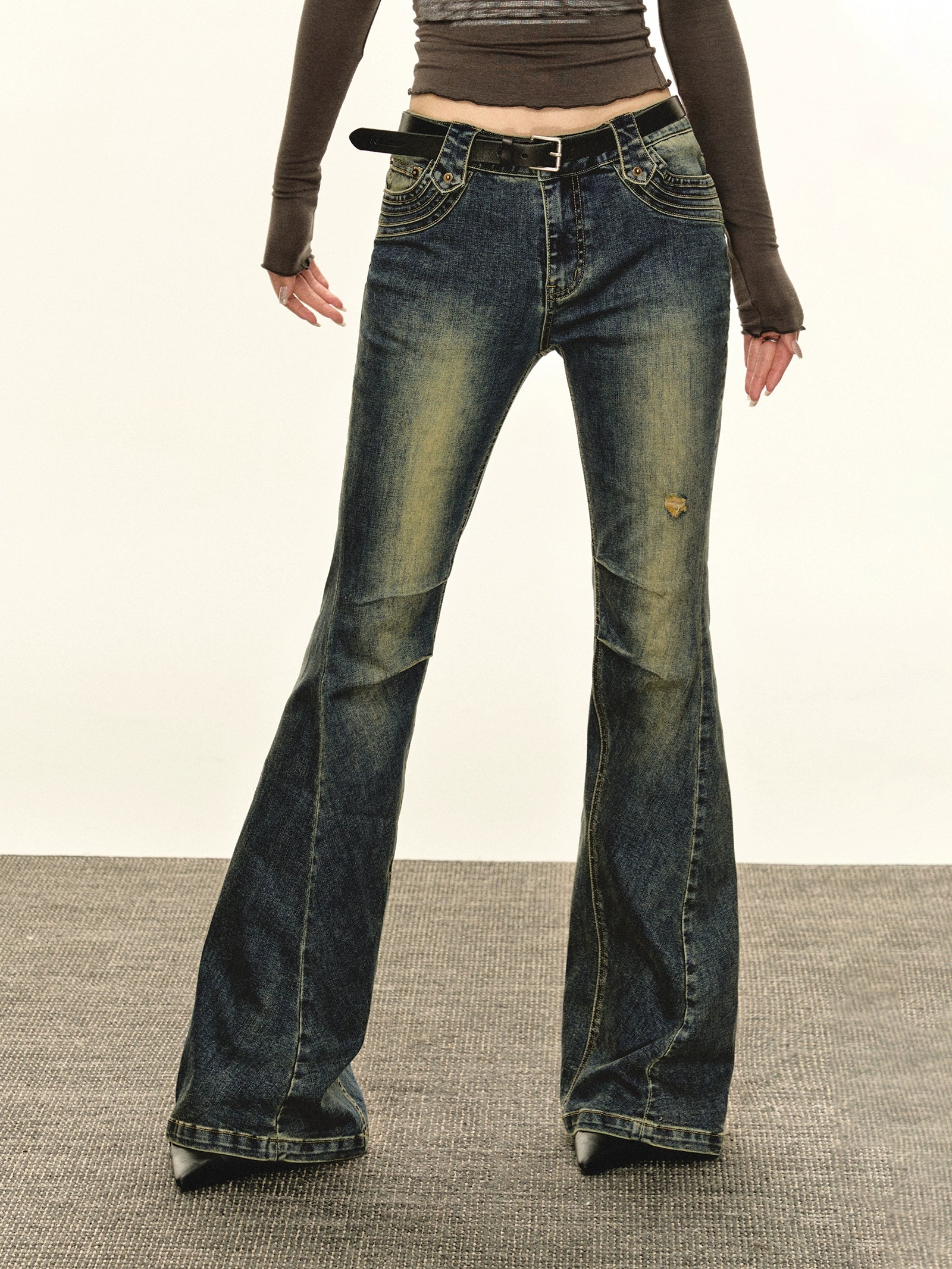 Ariseism Vintage Design Micro-flared Jeans