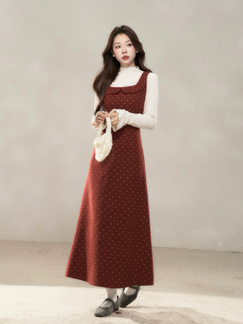 Wildberry Polka Dot Korean Retro Dress