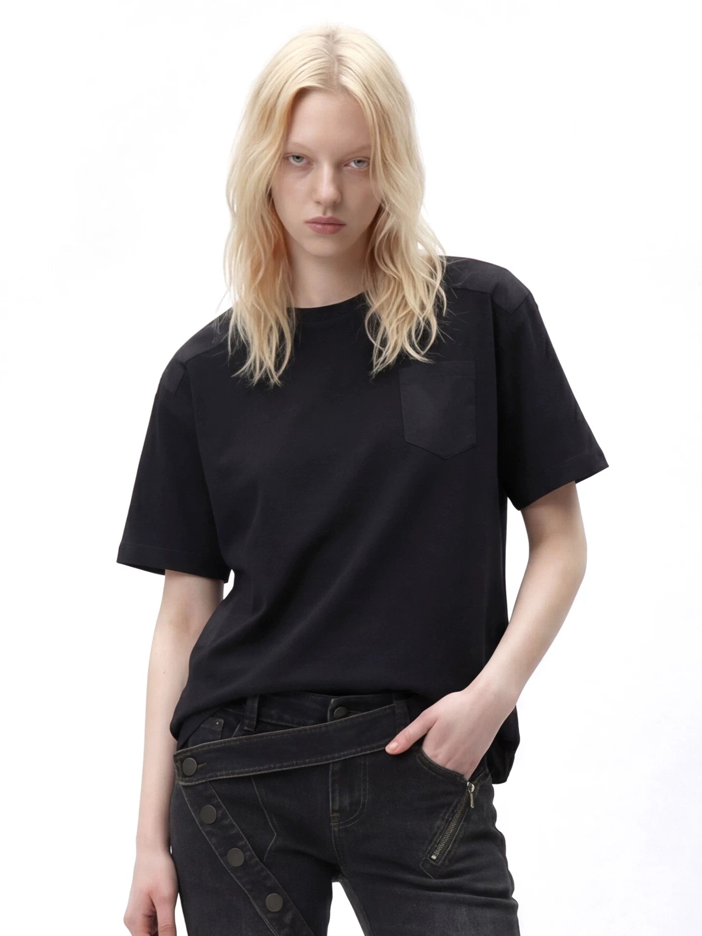Remedy Loose Splicing Round Neck Casual Tee