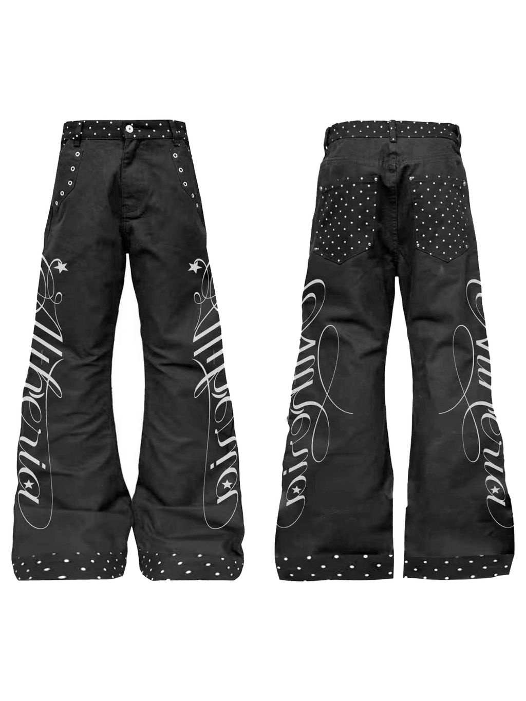 DETW Vintage Polka Dot Splicing Jeans
